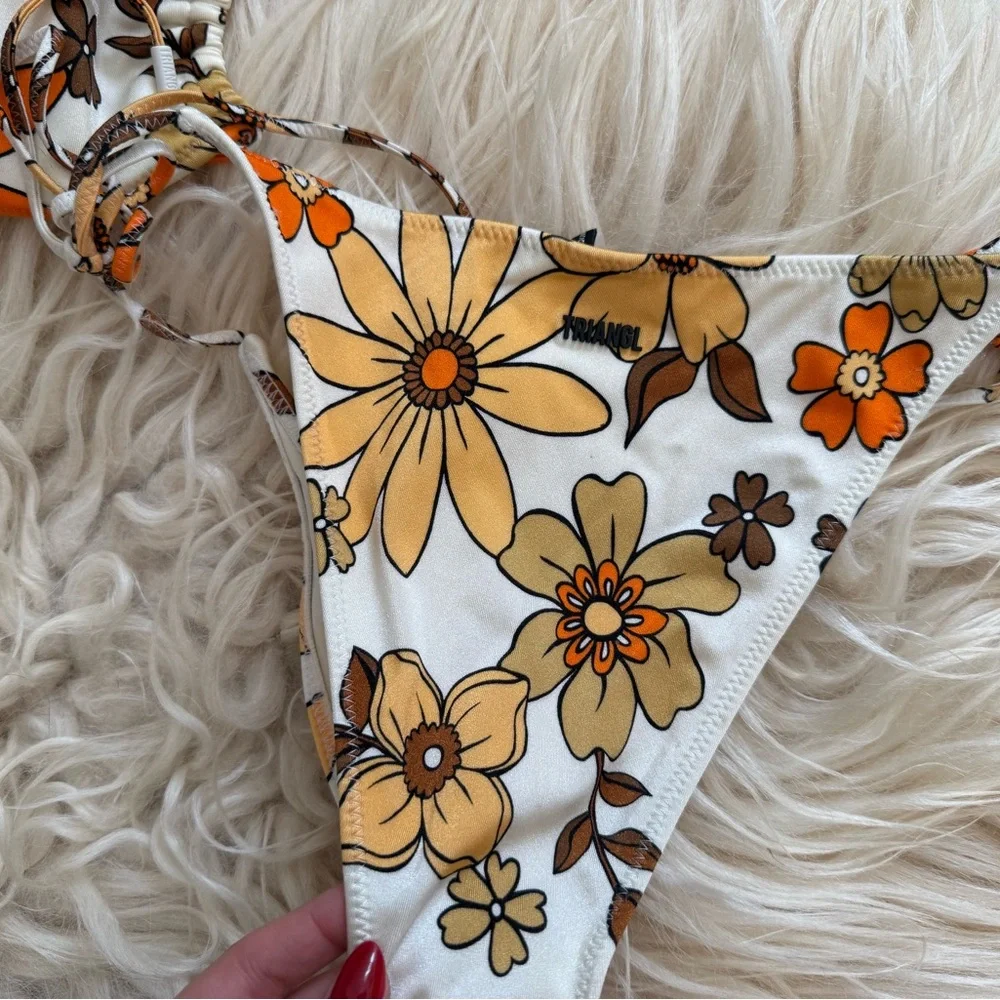 triangl swimwear White Floral Bikini with Orange & Yellow Flowers